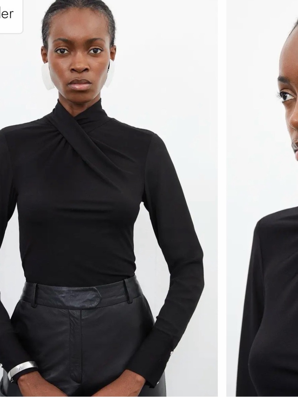 Karen Millen Black Twist-Neck Long Sleeve Top